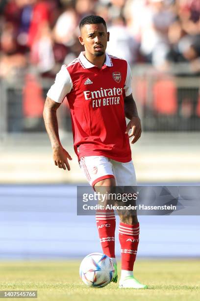 Gabriel Jesus of Arsenal looks on during the pre-season friendly match between 1. FC Nürnberg and Arsenal F.C. At Max-Morlock-Stadion on July 08,...