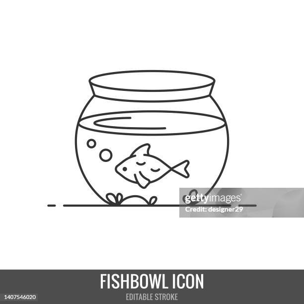 fishbowl icon editable stroke vector design. - fishbowl stock-grafiken, -clipart, -cartoons und -symbole