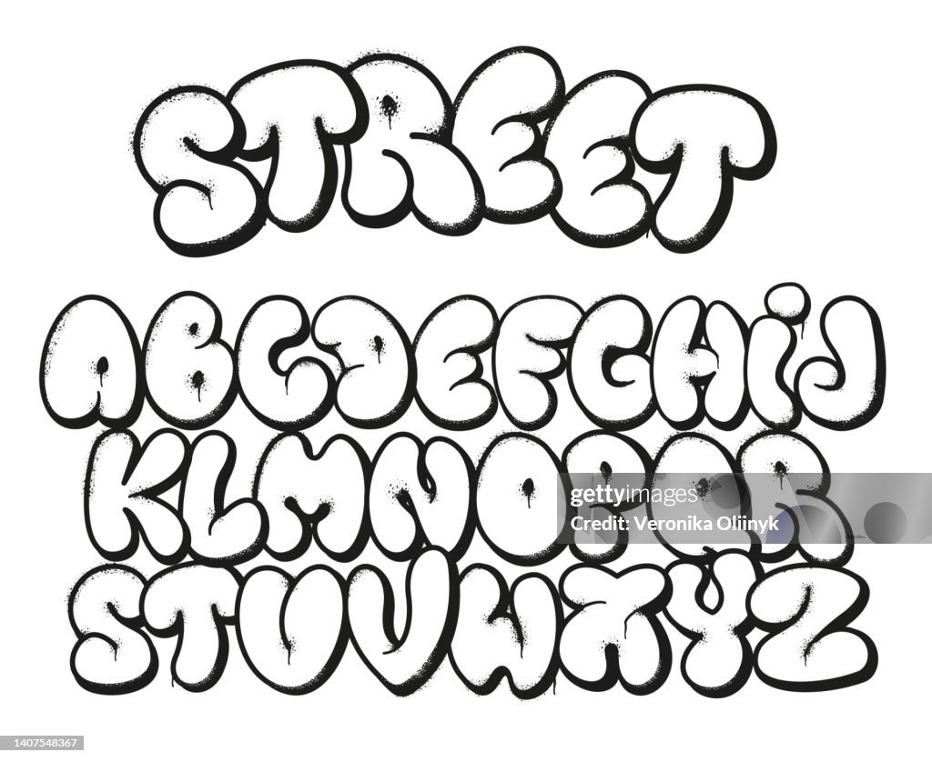 Bubble Graffiti Font Inflated Letters Street Art Alphabet Symbols With ...