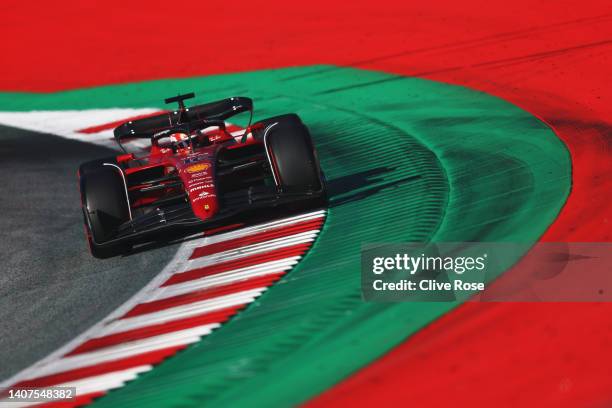 Charles Leclerc of Monaco driving the Ferrari F1-75 on track during qualifying ahead of the F1 Grand Prix of Austria at Red Bull Ring on July 08,...