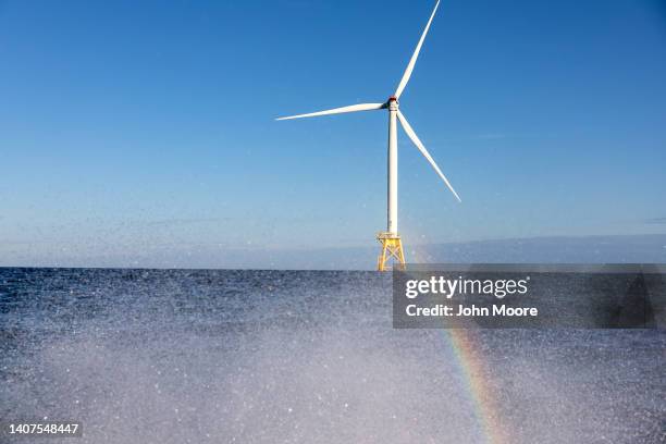 Wind turbine generates electricity at the Block Island Wind Farm on July 07, 2022 near Block Island, Rhode Island. The first commercial offshore wind...