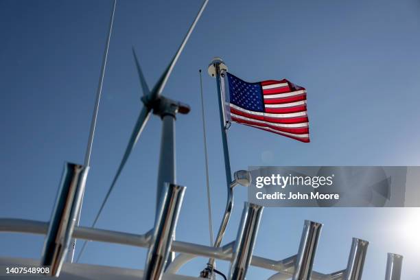 Wind turbine generates electricity at the Block Island Wind Farm on July 07, 2022 near Block Island, Rhode Island. The first commercial offshore wind...