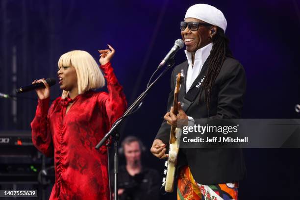 Nile Rodgers and Chic perform on the main stage during the TRNSMT Festival at Glasgow Green on July 08, 2022 in Glasgow, Scotland.