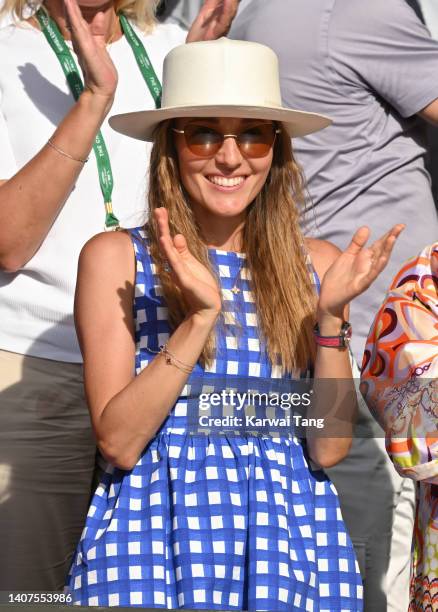 Jelena Djokovicattends day 12 of the Wimbledon Tennis Championships at the All England Lawn Tennis and Croquet Club on July 08, 2022 in London,...