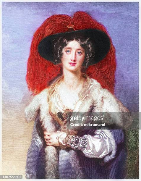 portrait of julia floyd (1795-1859) wife of british statesman sir robert peel by sir thomas lawrence - victorian dress stock pictures, royalty-free photos & images