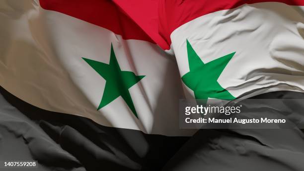 flag of syria - syrian civil war refugee crisis fotografías e imágenes de stock