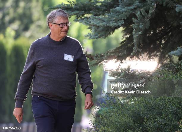 Bill Gates, co-founder of Microsoft and Chair of the Gates Foundation, walks to a morning session during the Allen & Company Sun Valley Conference on...