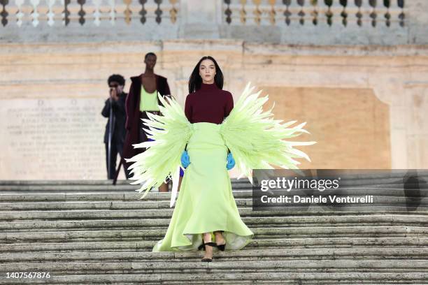 Maria Carla Boscono walks on the runway at the Valentino haute couture fall/winter 22/23 fashion show on July 08, 2022 in Rome, Italy.