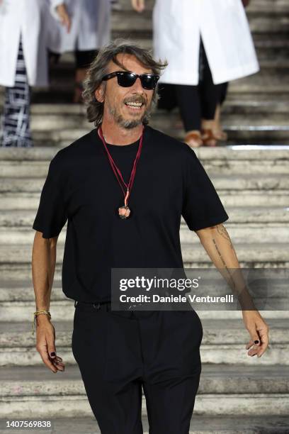 Designer Pierpaolo Piccioli walks on the runway at the Valentino haute couture fall/winter 22/23 fashion show on July 08, 2022 in Rome, Italy.