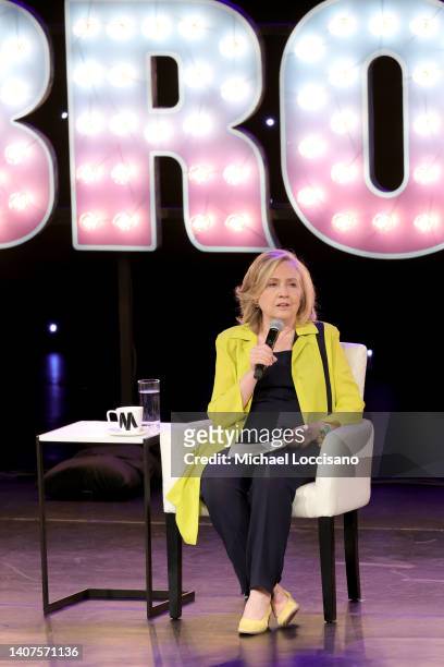 Hillary Clinton takes part in a panel discussion during BroadwayCon 2022 at The Manhattan Center on July 08, 2022 in New York City.