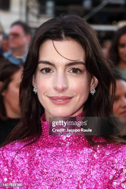 Anne Hathaway attends the Valentino Haute Couture Fall/Winter 22/23 fashion show on July 08, 2022 in Rome, Italy.