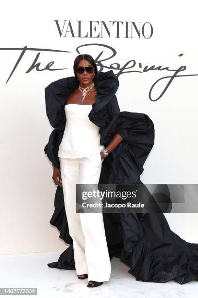 Naomi Campbell is seen arriving at the Valentino Haute Couture Fall/Winter 22/23 fashion show on July 08, 2022 in Rome, Italy.