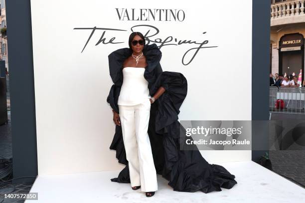 Naomi Campbell is seen arriving at the Valentino Haute Couture Fall/Winter 22/23 fashion show on July 08, 2022 in Rome, Italy.