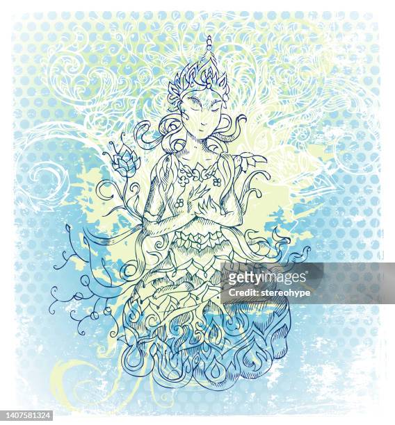 ilustrações de stock, clip art, desenhos animados e ícones de classic buddha - buddhist goddess