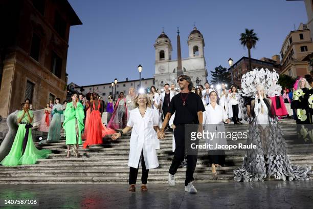 Pierpaolo Piccioli walks on the runway at the Valentino haute couture fall/winter 22/23 fashion show on July 08, 2022 in Rome, Italy.
