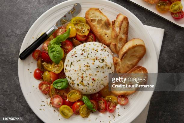 burrata antipasto platter - cheese ball stock pictures, royalty-free photos & images