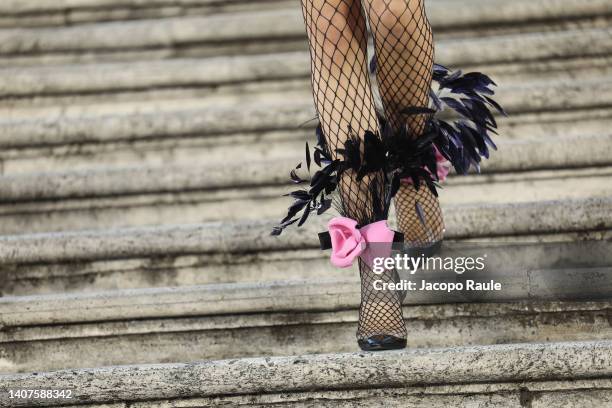 Model walks on the runway at the Valentino haute couture fall/winter 22/23 fashion show on July 08, 2022 in Rome, Italy.