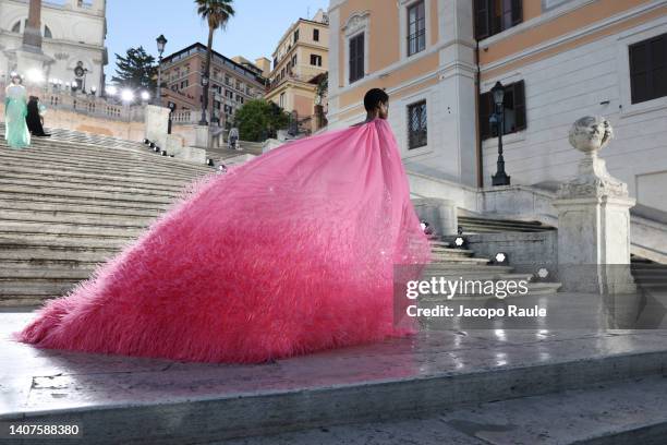 Model walks on the runway at the Valentino haute couture fall/winter 22/23 fashion show on July 08, 2022 in Rome, Italy.