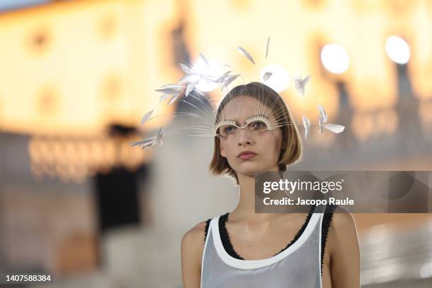 Model walks on the runway at the Valentino haute couture fall/winter 22/23 fashion show on July 08, 2022 in Rome, Italy.