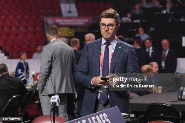 Toronto Maple Leafs General manager Kyle Dubas attends the 2022 NHL Draft at the Bell Centre on July 08, 2022 in Montreal, Quebec.