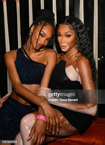 Jourdan Dunn and Winnie Harlow attend the Spotify Who We Be x City Girls Wireless Festival after-party at The Standard on July 08, 2022 in London,...