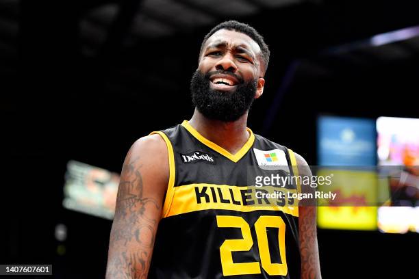 Donte Green of the Killer 3's reacts to a play during the game against the Ghost Ballers in BIG3 Week Four at Comerica Center on July 08, 2022 in...