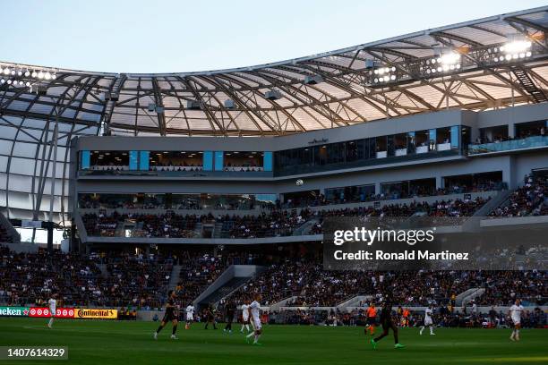 General view of play between the Los Angeles FC and the Los Angeles Galaxy in the first half at Banc of California Stadium on July 08, 2022 in Los...