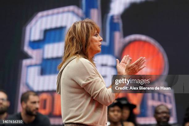 Head coach Nancy Lieberman of the Power reacts to the play during the game against 3's Company in BIG3 Week Four at Comerica Center on July 08, 2022...