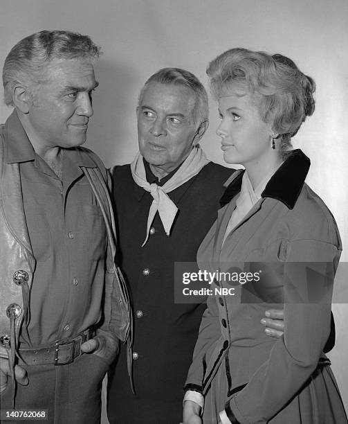 The Dream Riders" Episode 32 -- Pictured: Lorne Greene as Ben Cartwright, Sidney Blackmer as Major John F. Cayley, Diana Millay as Diana Cayley --...