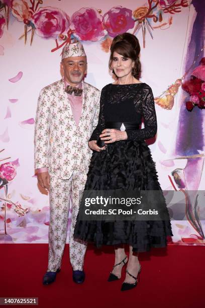 Christian Louboutin and Fanny Ardant attend the Rose Ball 2022 on July 08, 2022 in Monte-Carlo, Monaco.