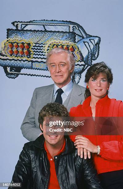 Season 4 -- Pictured: Edward Mulhare as Devon Miles, David Hasselhoff as Michael Knight, Rebecca Holden as April Curtis -- Photo by: Gary...