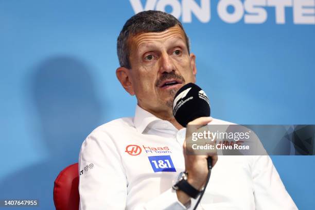 Haas F1 Team Principal Guenther Steiner talks in the Team Principals Press Conference prior to practice ahead of the F1 Grand Prix of Austria at Red...