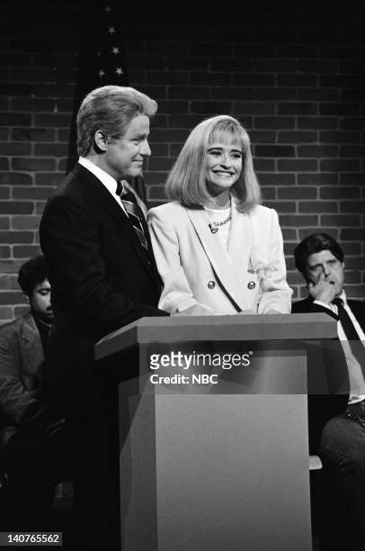Episode 1 -- Pictured: Phil Hartman as Bill Clinton, Jan Hooks as Hillary Clinton during the 'Nightline' skit on September 26, 1992 -- Photo by: Al...