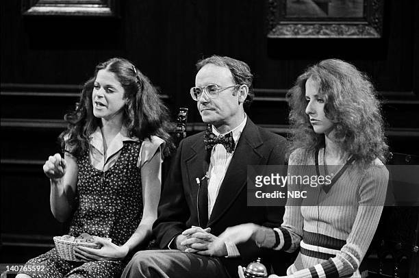 Episode -- Pictured: Gilda Radner as Francine, Buck Henry as Dr. Richard Dalton, Laraine Newman as assistant during "How Your Children Grow" skit on...
