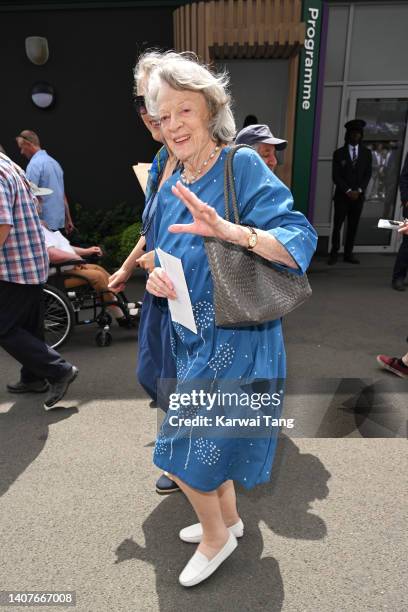 Dame Maggie Smith attends the All England Lawn Tennis and Croquet Club on July 09, 2022 in London, England.