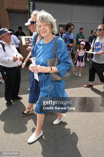Dame Maggie Smith attends the All England Lawn Tennis and Croquet Club on July 09, 2022 in London, England.