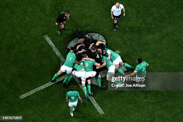Maul is observed during the International Test match between the New Zealand All Blacks and Ireland at Forsyth Barr Stadium on July 09, 2022 in...