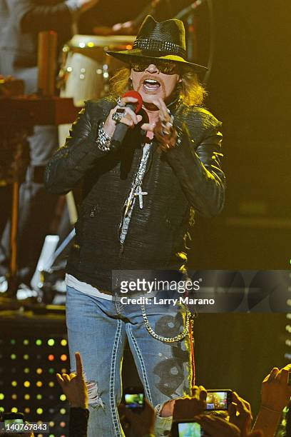 Axl Rose of Guns N' Roses performs at Fillmore Miami Beach on March 5, 2012 in Miami Beach, Florida.