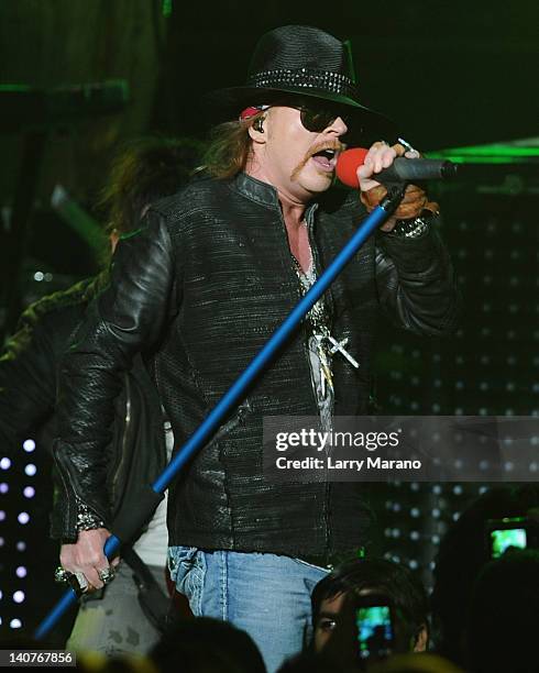 Axl Rose of Guns N' Roses performs at Fillmore Miami Beach on March 5, 2012 in Miami Beach, Florida.