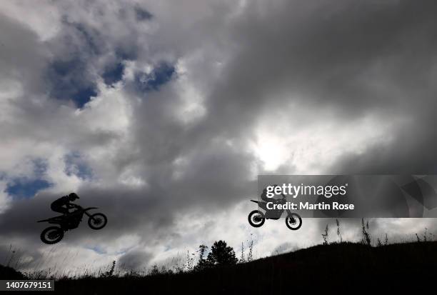 Participant in action during the International German Motocross Championships at Tensfeld on July 09, 2022 in Bad Segeberg, Germany.