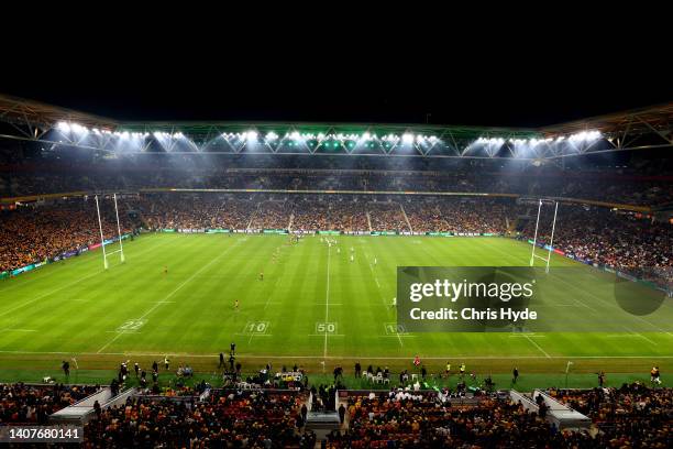 General view during game two of the International Test Match series between the Australia Wallabies and England at Suncorp Stadium on July 09, 2022...