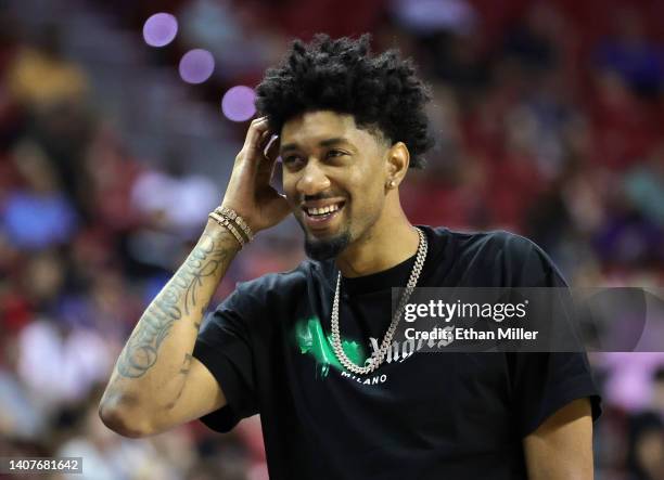 Christian Wood of the Dallas Mavericks attends a game between the Mavericks and the Chicago Bulls during the 2022 NBA Summer League at the Thomas &...
