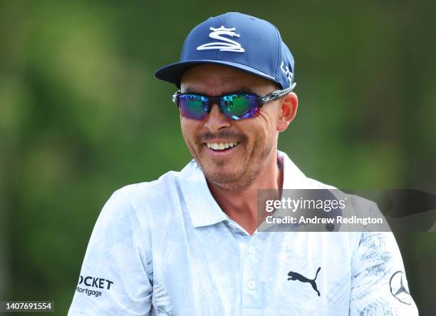 Rickie Fowler of The United States pictured on the driving range ahead of Day Three of the Genesis Scottish Open at The Renaissance Club on July 09,...