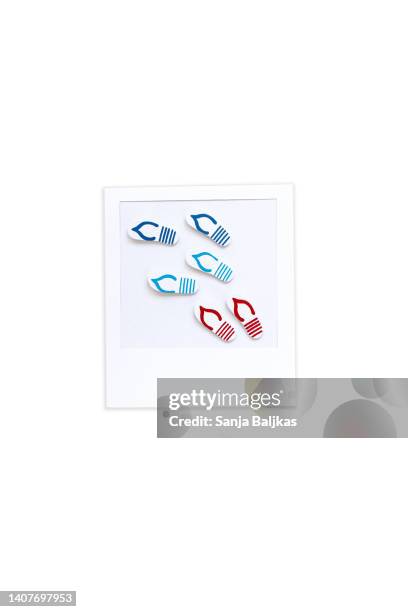 paper polaroid summer - red flip flops isolated stock pictures, royalty-free photos & images