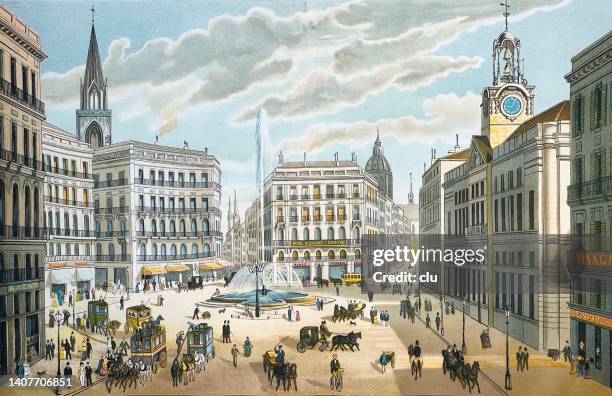 madrid, city life - madrid stock illustrations