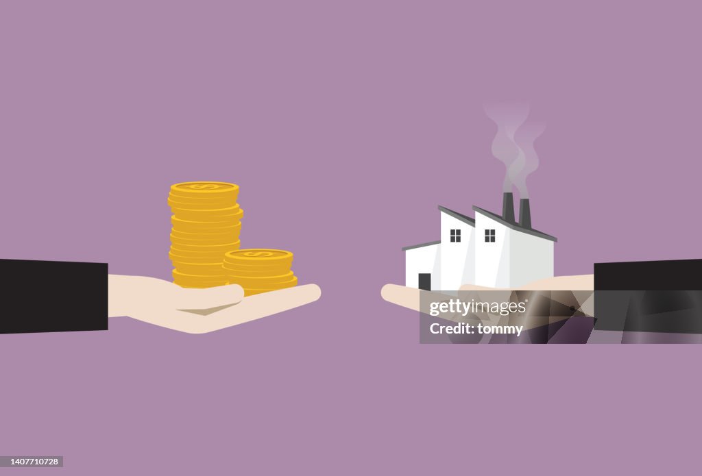 Businessman trading carbon credit