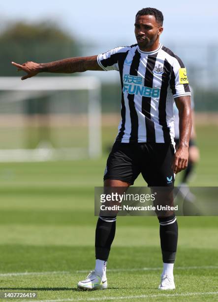 Callum Wilson of Newcastle United is seen during the Pre-Season Friendly against Gateshead FC at Newcastle United Training Centre on July 09, 2022 in...