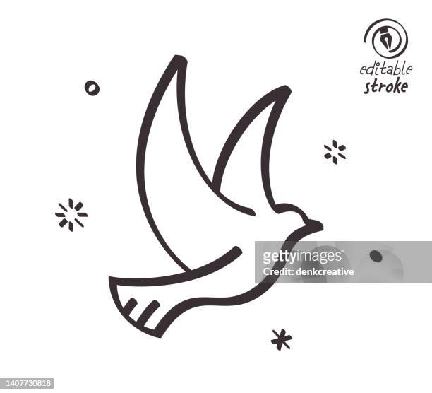 playful line illustration for dove of peace - religious freedom stock illustrations