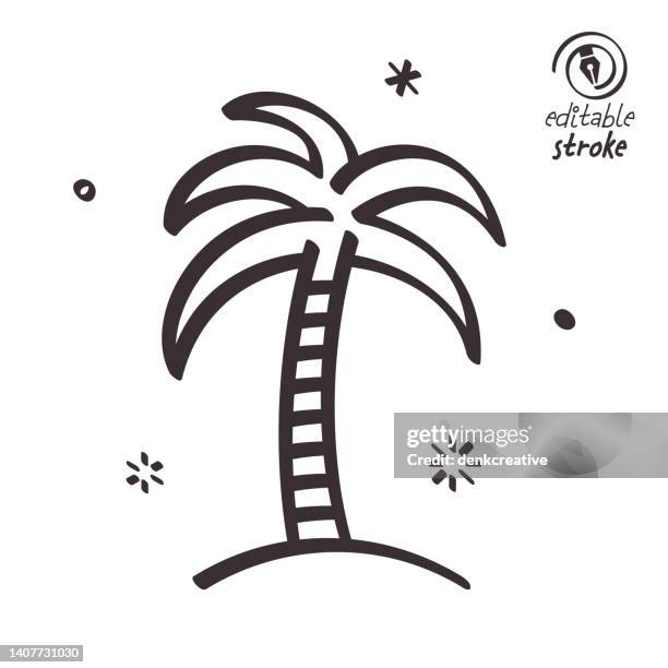 playful line illustration for palm tree - palm oil stock illustrations