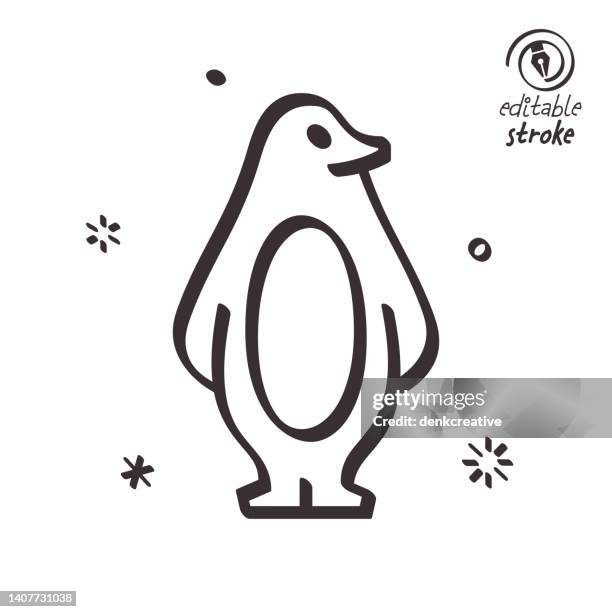 playful line illustration for penguin waddle - water penguin stock illustrations